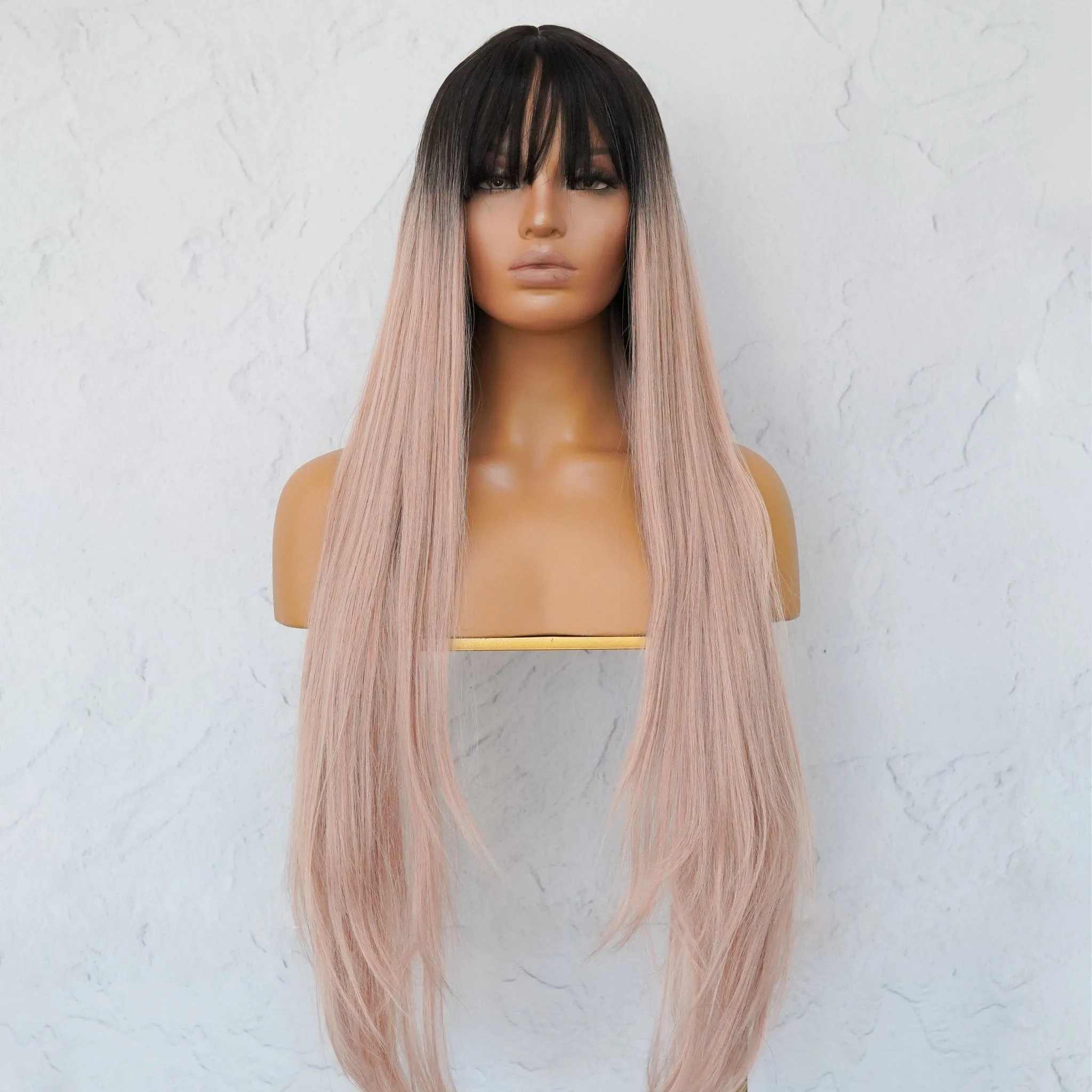 LIRA Dusty Caramel Pink Ombre Fringe Wig