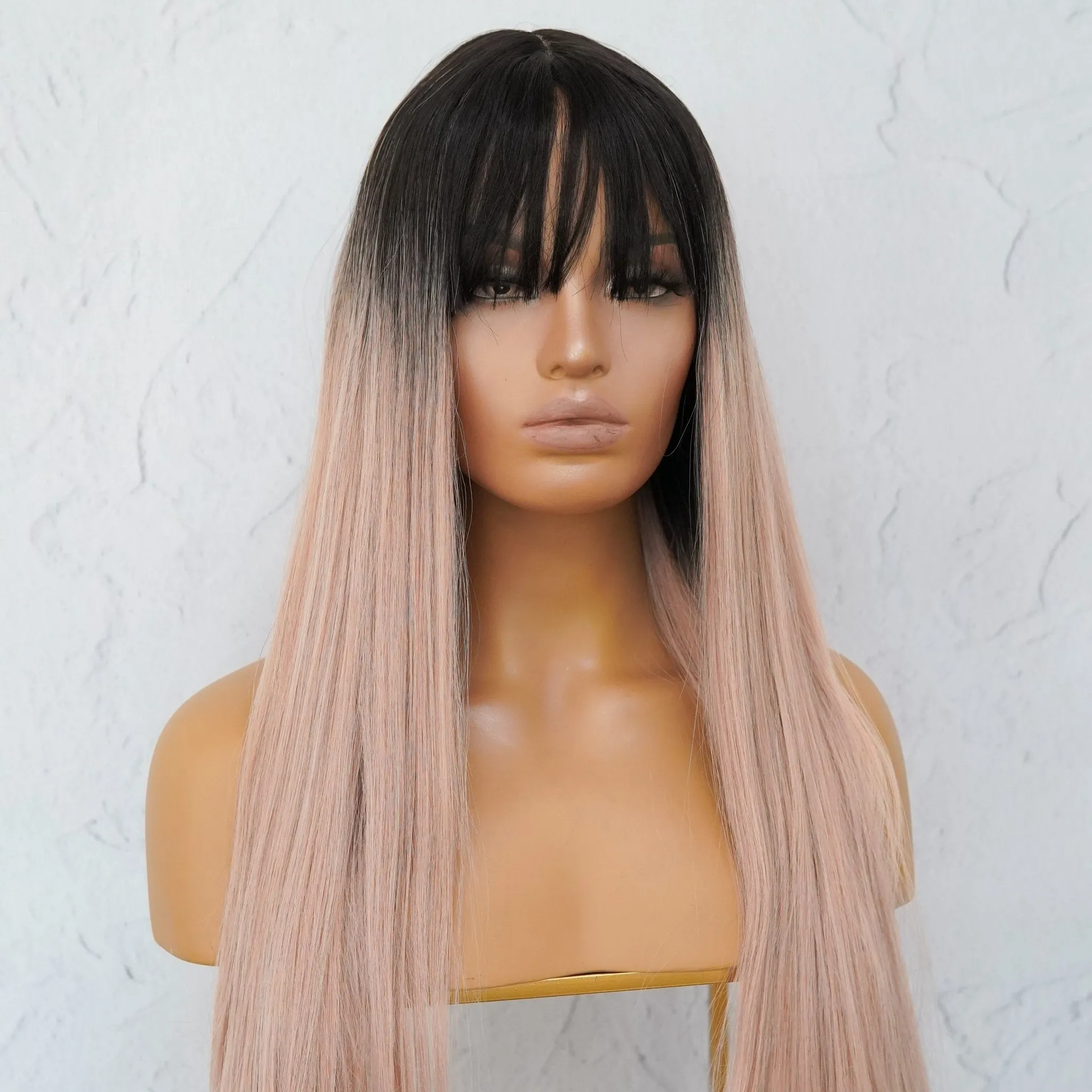 LIRA Dusty Caramel Pink Ombre Fringe Wig