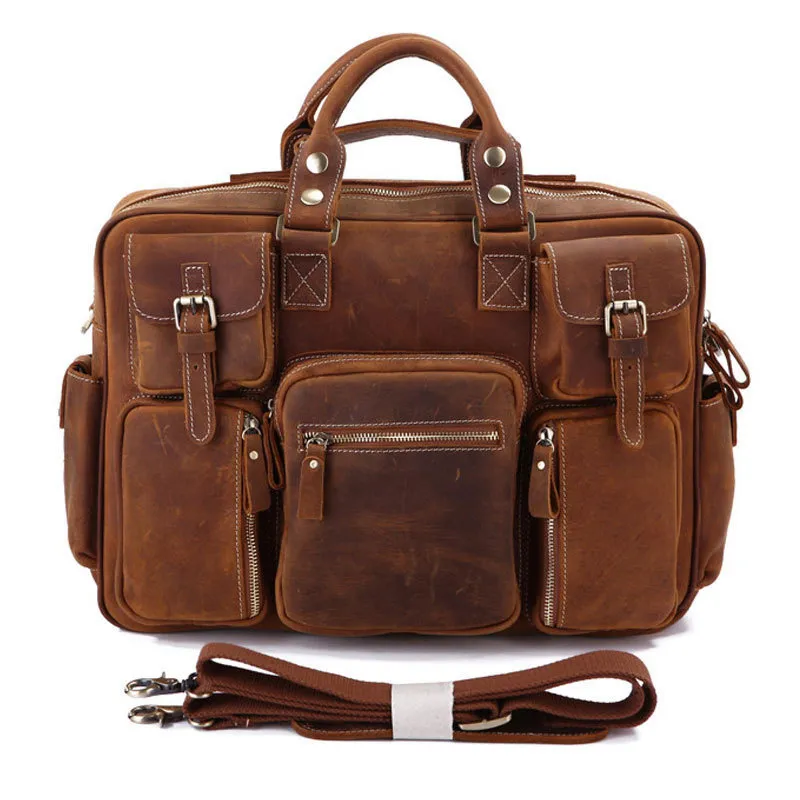 Luxury Multi Pockets Genuine Leather Business Briefcase 7028