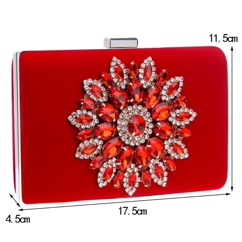 Luxy Moon Rhinestone Evening Clutches for Weddings Suede Handbags