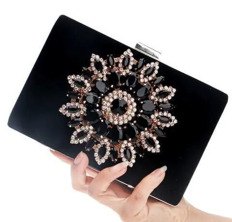 Luxy Moon Rhinestone Evening Clutches for Weddings Suede Handbags