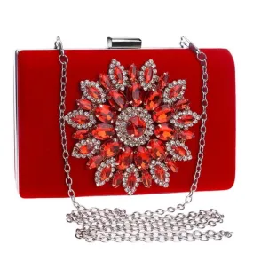 Luxy Moon Rhinestone Evening Clutches for Weddings Suede Handbags