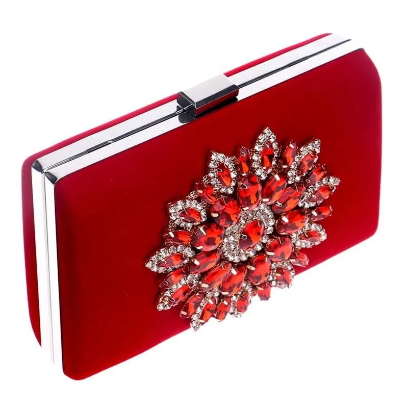 Luxy Moon Rhinestone Evening Clutches for Weddings Suede Handbags