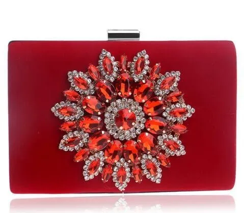 Luxy Moon Rhinestone Evening Clutches for Weddings Suede Handbags