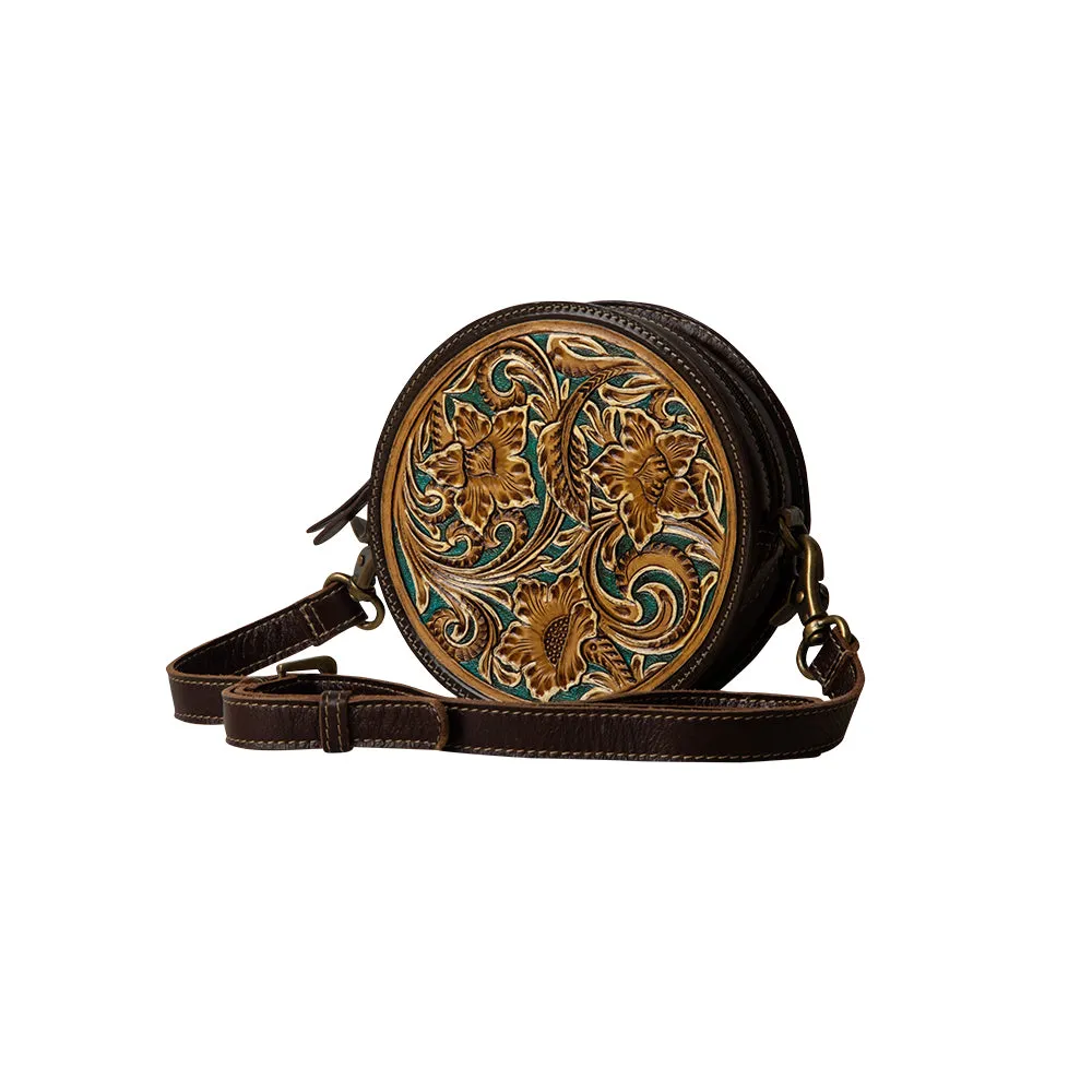 Magnolia Lane Hand-Tooled Round Bag