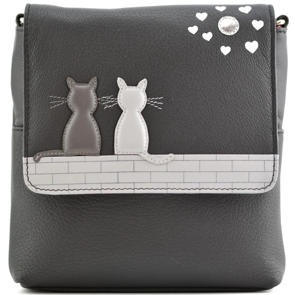 Mala Leather Midnight Cats Cross Body Bag Black