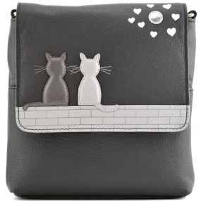 Mala Leather Midnight Cats Cross Body Bag Black