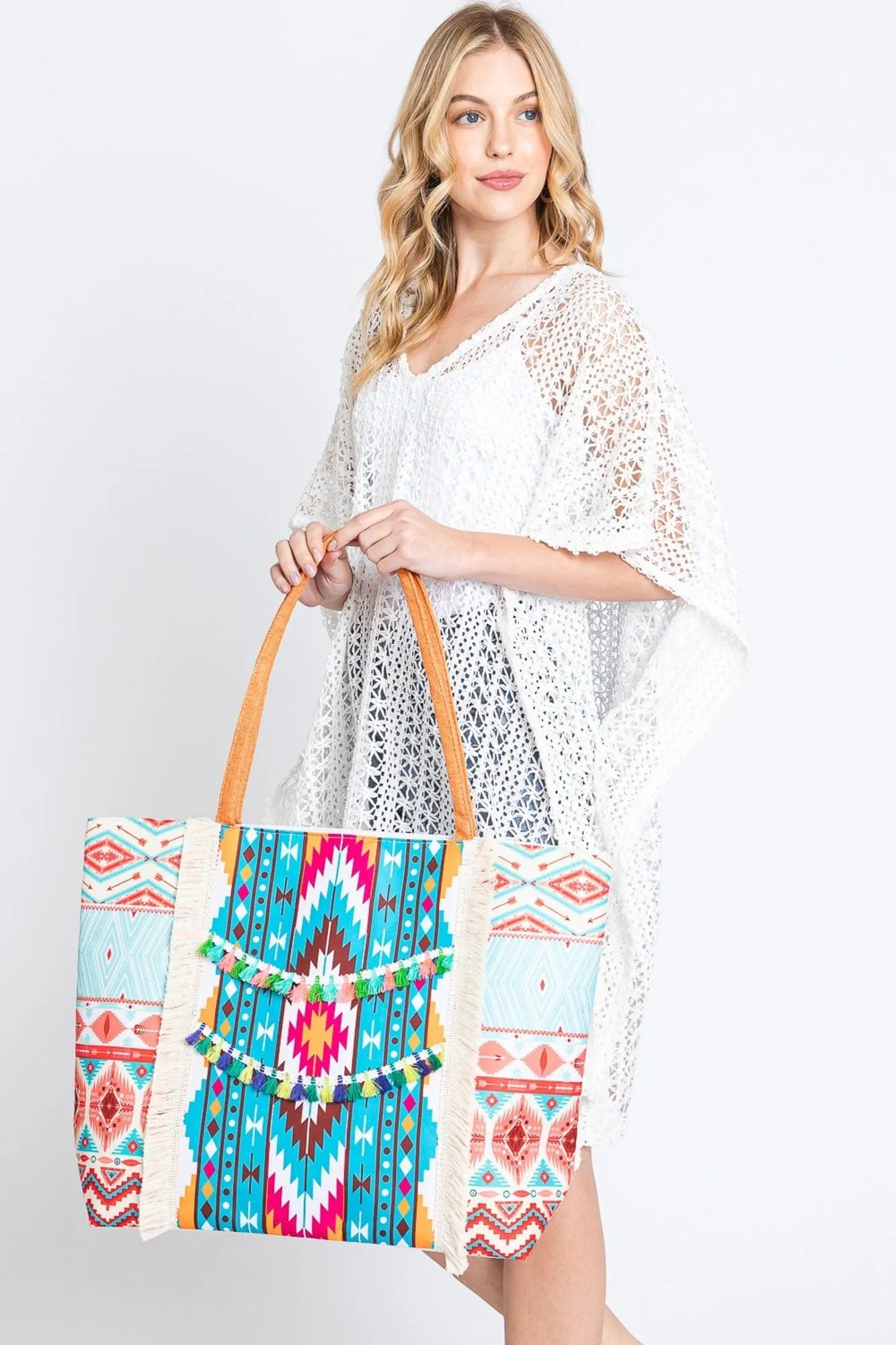 MB0245 Greta Boho Fringe Tote Bag