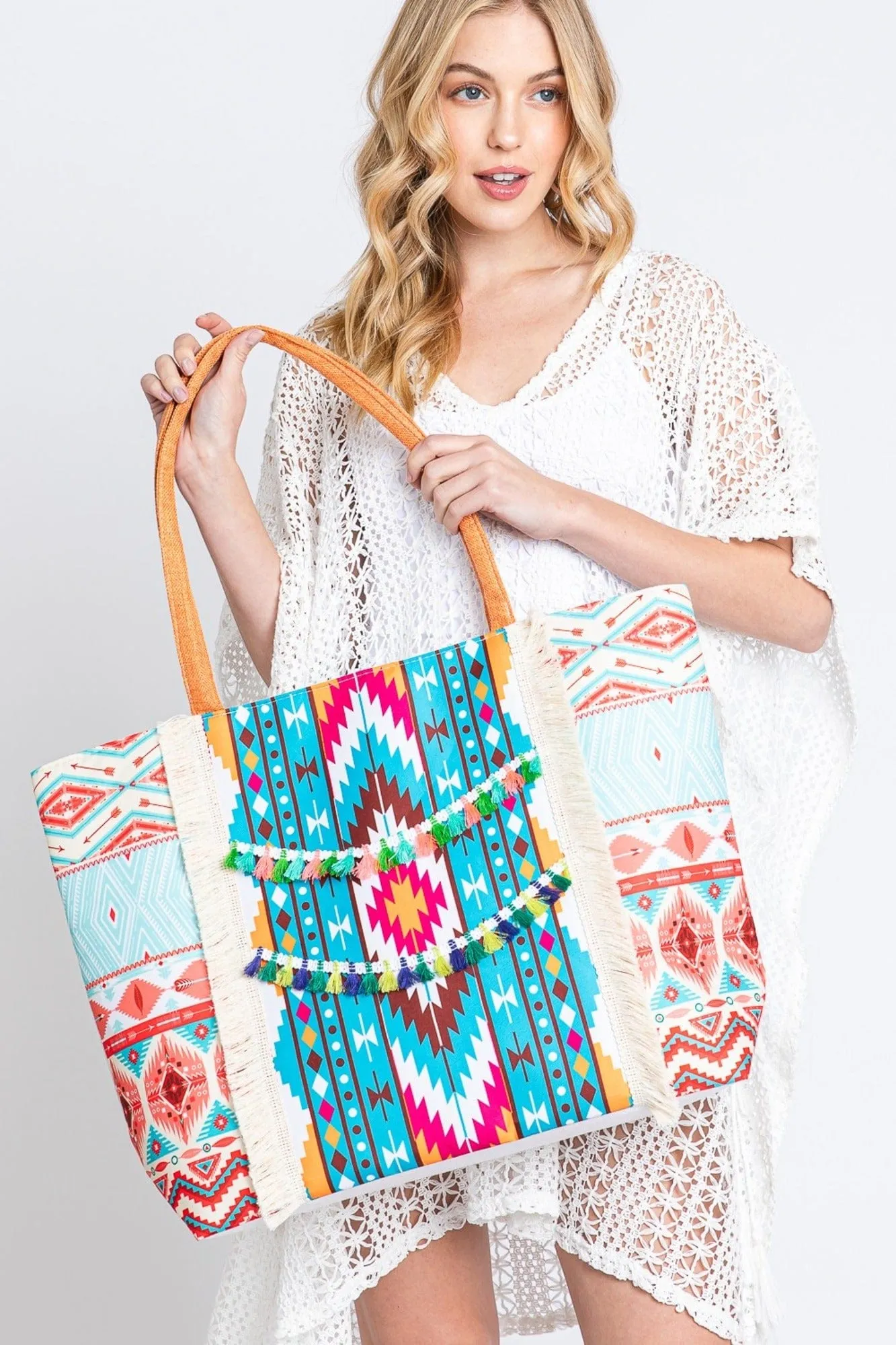 MB0245 Greta Boho Fringe Tote Bag