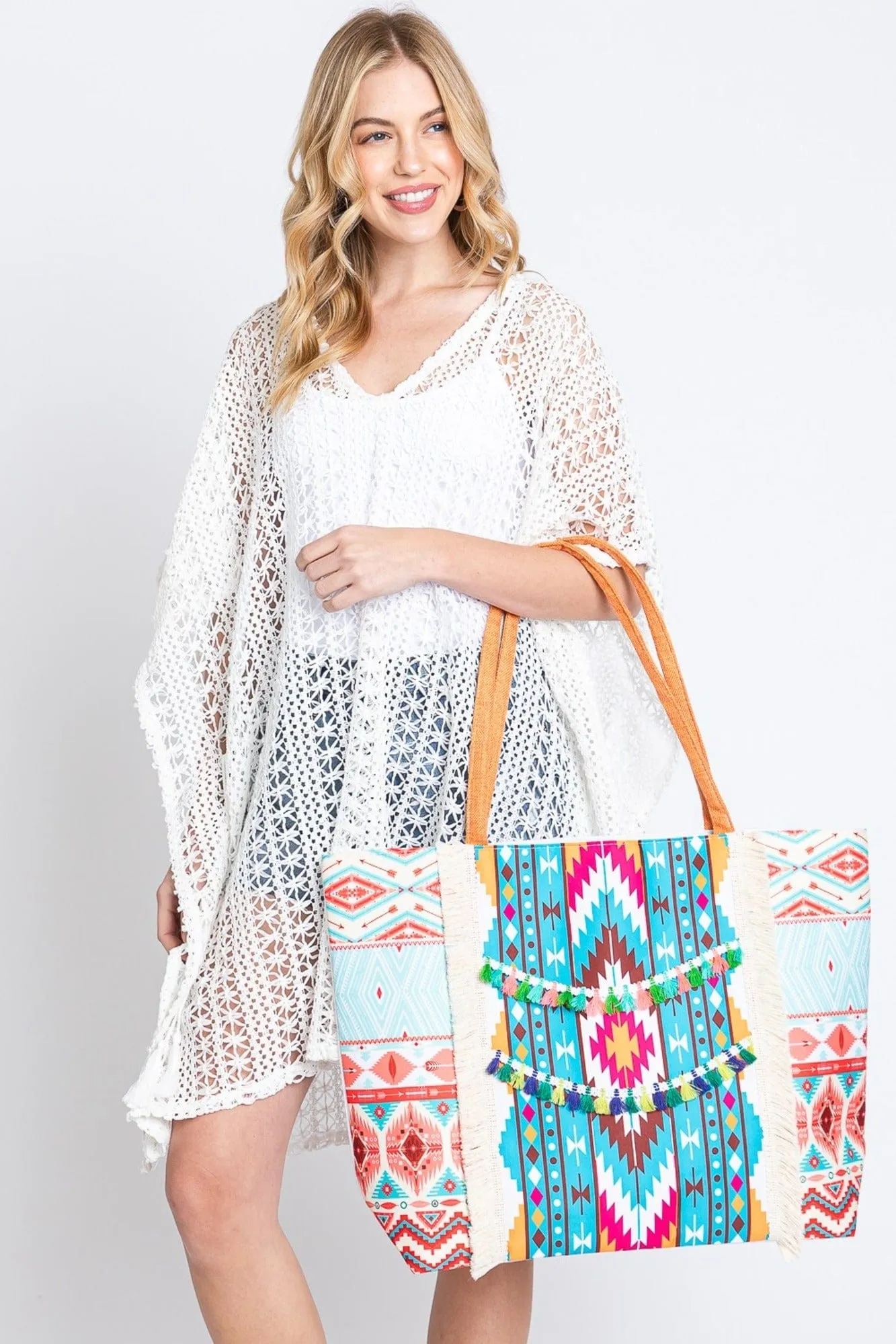 MB0245 Greta Boho Fringe Tote Bag