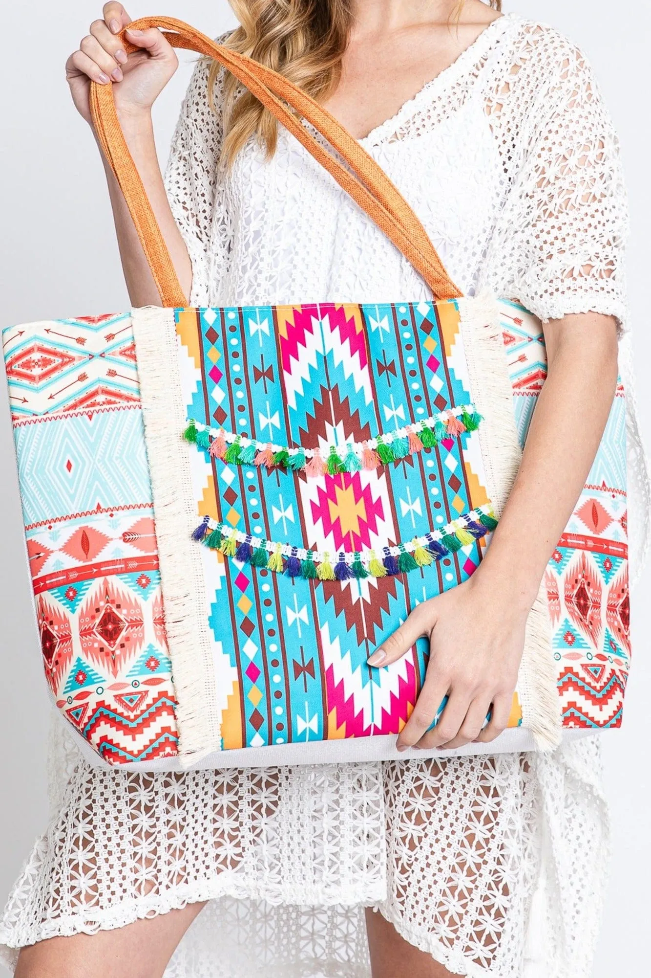 MB0245 Greta Boho Fringe Tote Bag