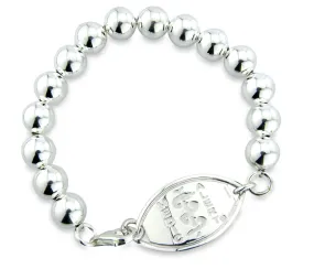 Medical Alert ID Braclet- Elegant Silver Balls