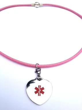 Medical Alert ID - Leather Cord with pendant