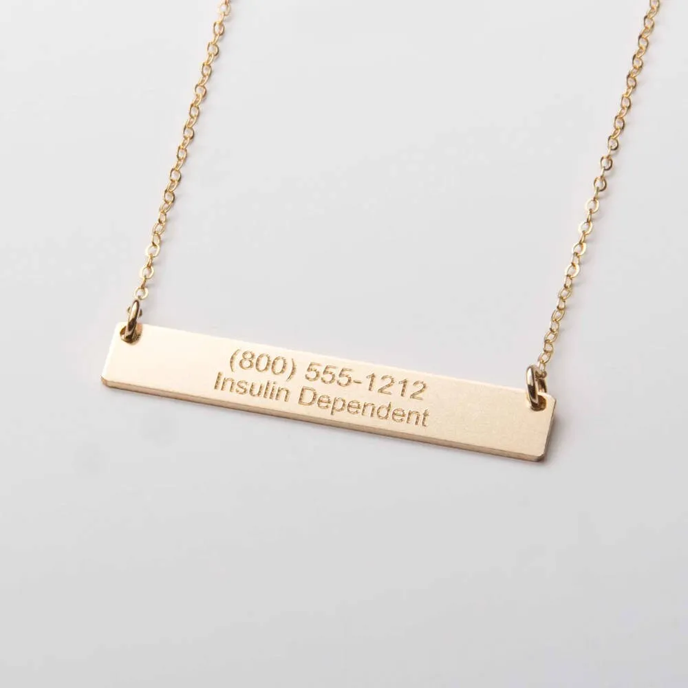 Medical Alert Necklace - Custom Medical ID Jewelry - CG287N_1.5X0.25. Starts at