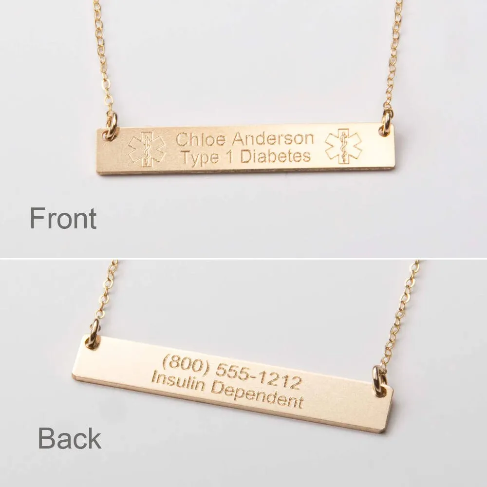 Medical Alert Necklace - Custom Medical ID Jewelry - CG287N_1.5X0.25. Starts at