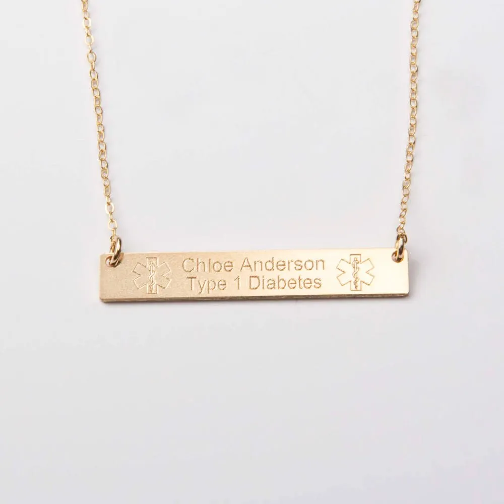 Medical Alert Necklace - Custom Medical ID Jewelry - CG287N_1.5X0.25. Starts at