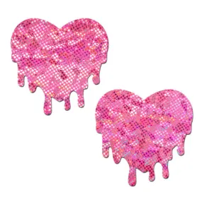 Melty Heart: Shattered Glass Disco Ball Pink Melty Heart Nipple Pasties