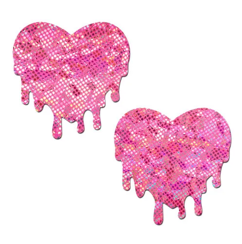 Melty Heart: Shattered Glass Disco Ball Pink Melty Heart Nipple Pasties