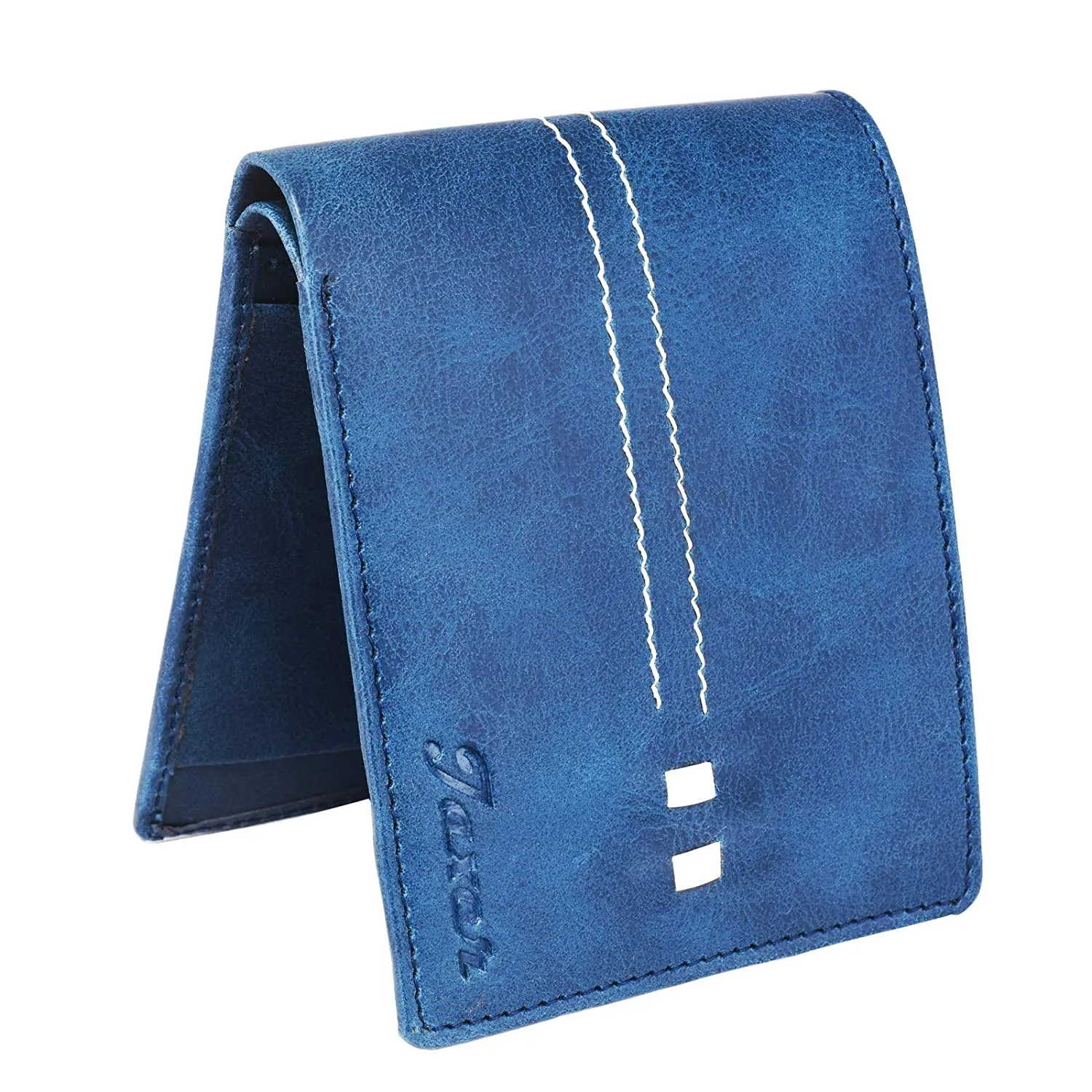 Men Casual Blue Artificial Leather Wallet - Mini  (5 Card Slots)