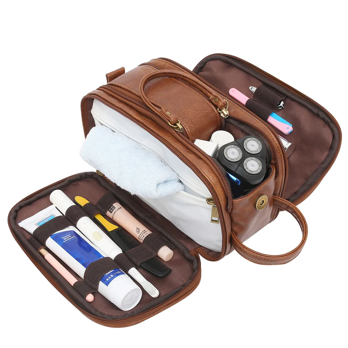 Men PU Toiletry Bag for Traveling