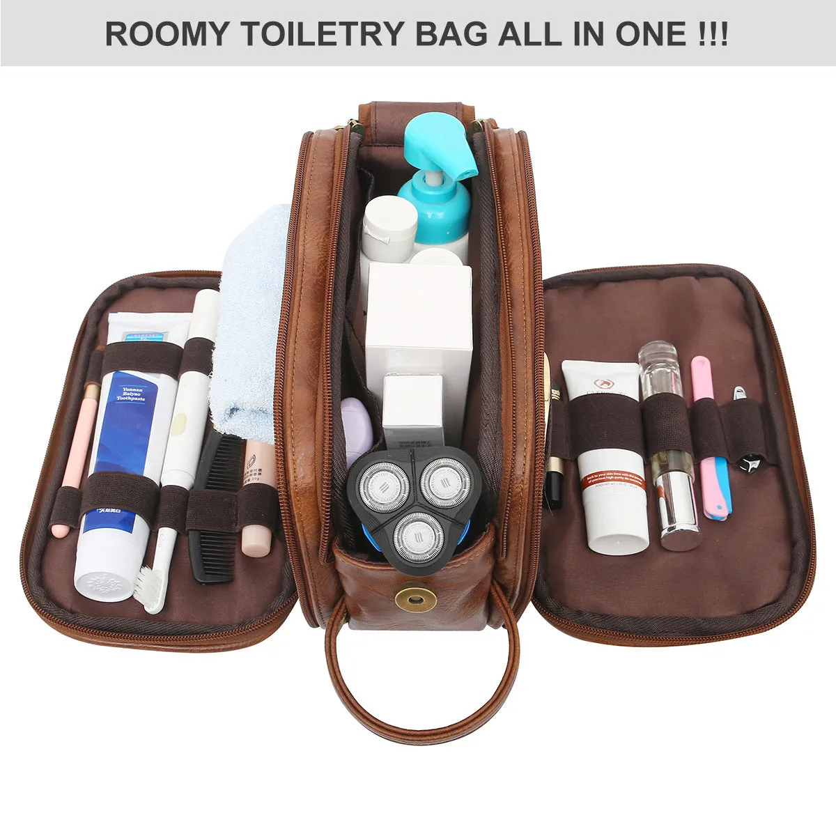 Men PU Toiletry Bag for Traveling