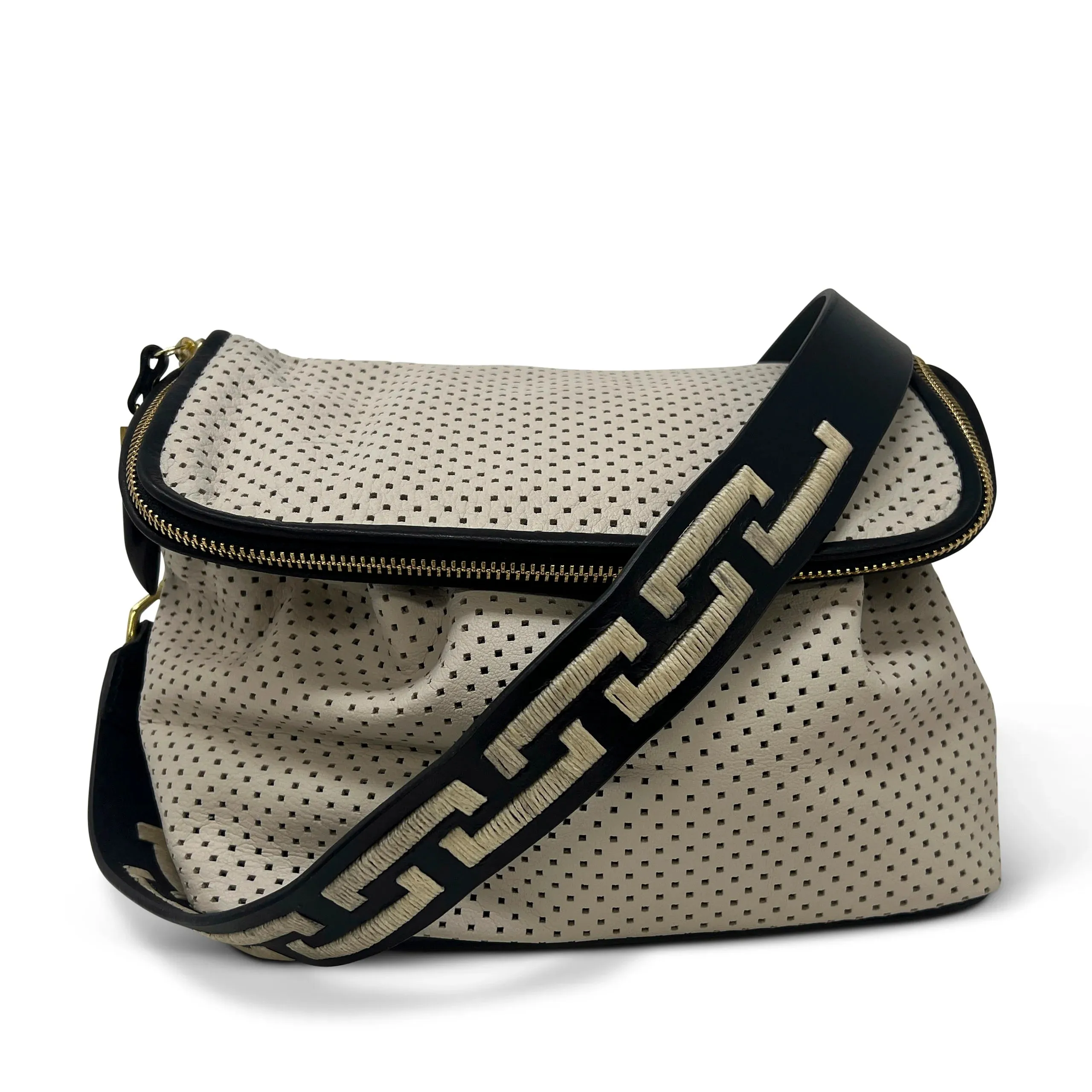 MINI ROUGH NIGHT - SQUARE PERFORATED LEATHER CROSSBODY