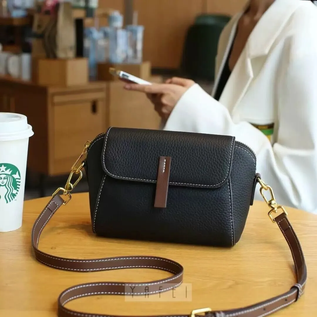 Minimalist Genuine Leather Crossbody Bag, Small Square Satchel Bag, Cow Leather Shoulder Bag for Women, Retro Clutch Bag, Cute Phone Bag