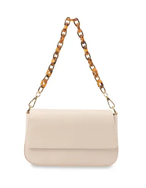 Mocha Sophie Tortoise Shell Chain Crossbody Bag- Cream