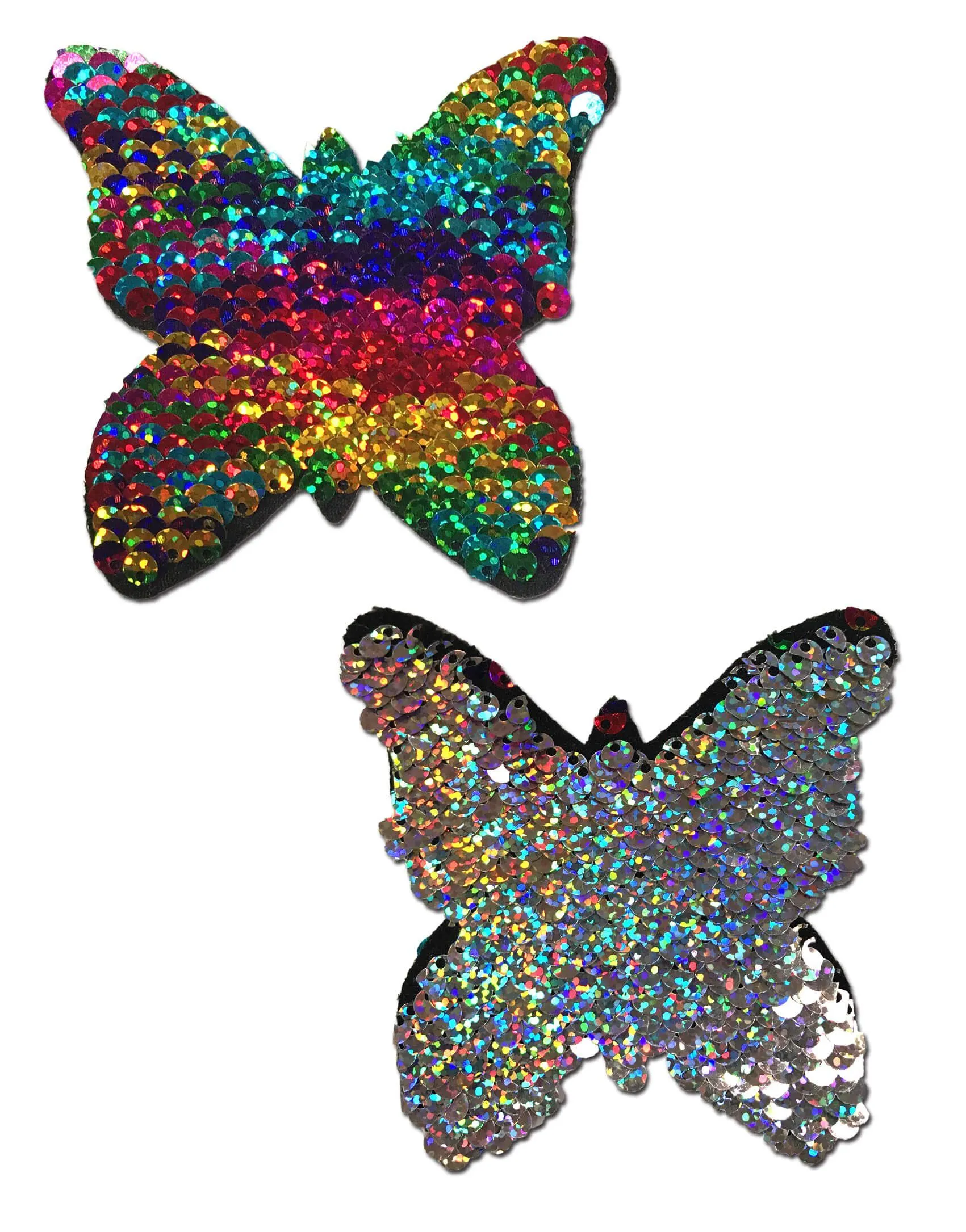 Monarch: Rainbow & Silver Glitter Color Changing Sequin Nipple Pasties