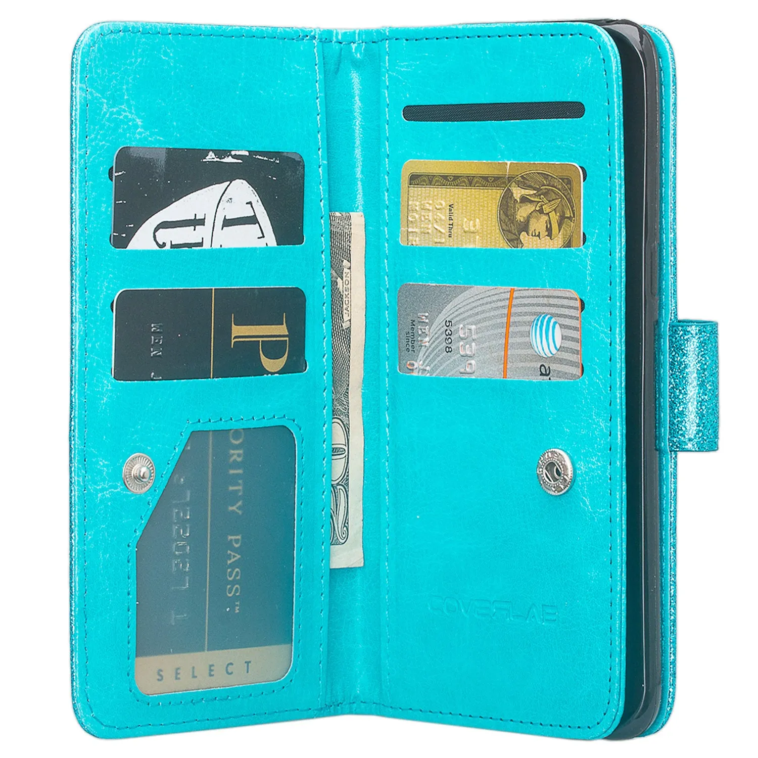 Motorola Moto Z2 Play Case, Moto Z2 Play wallet Case, [Wrist Strap] Glitter Faux Leather Flip [Kickstand Feature] Protective Wallet Case Clutch - Teal