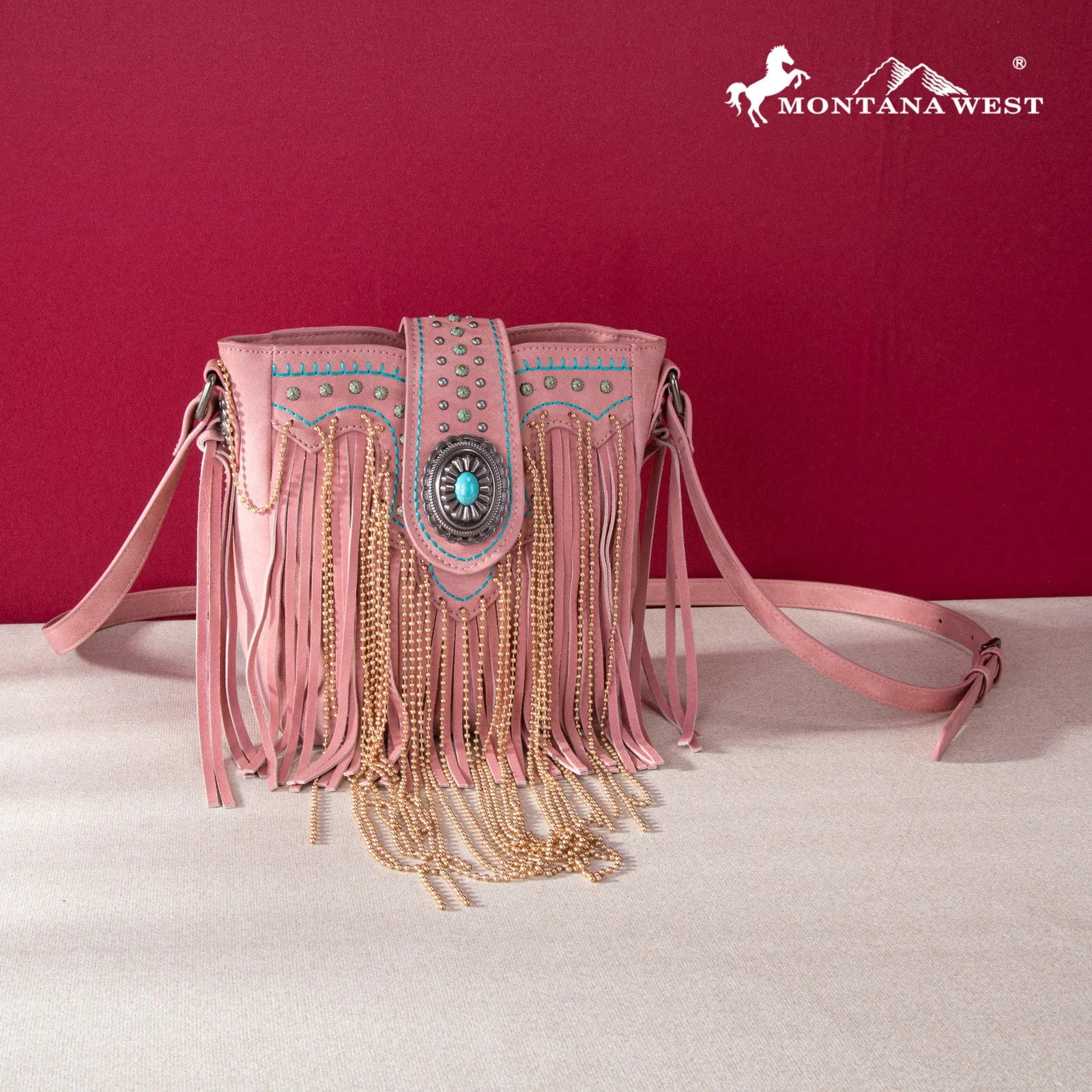 MWF1047-8360  Montana West Fringe Collection Crossbody - Pink