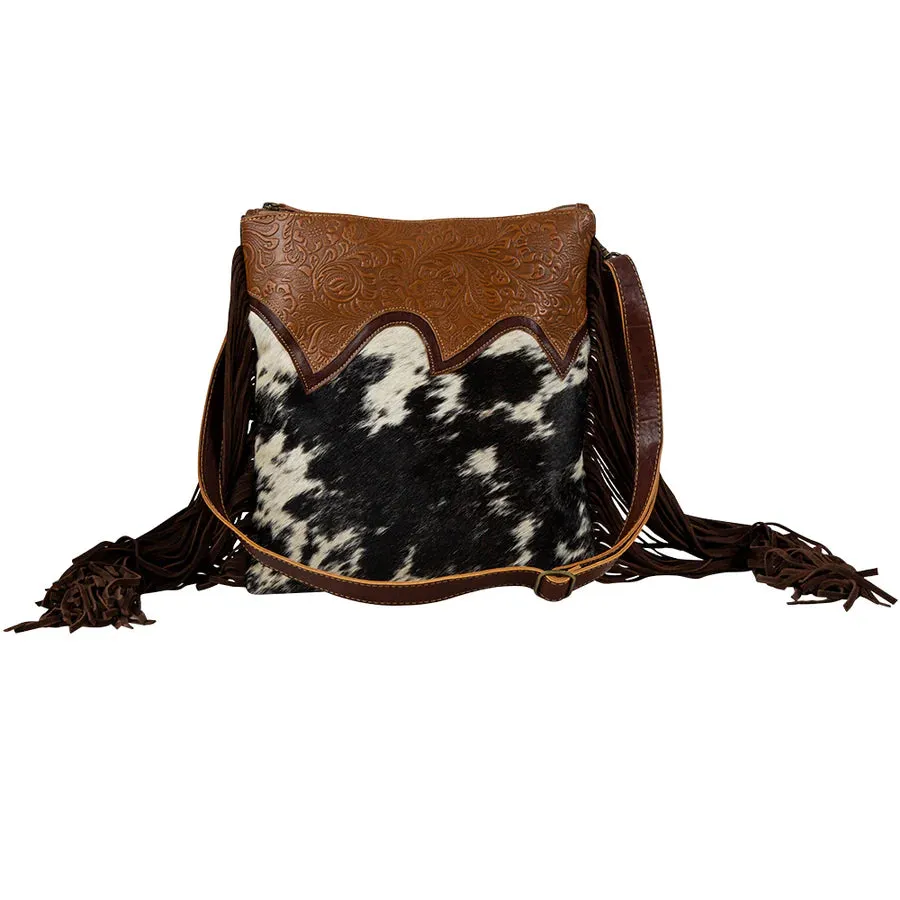 Myra Bag: "GHOST RIDER FRINGED CANVAS & HAIR-ON BAG"