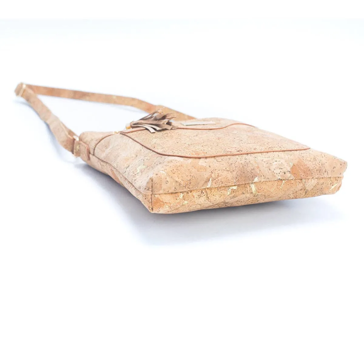 Natural Cork with Gold and Silver Accents - Women's Cork crossbody bag BAG-2249