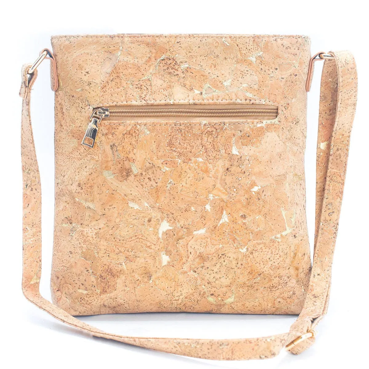 Natural Cork with Gold and Silver Accents - Women's Cork crossbody bag BAG-2249