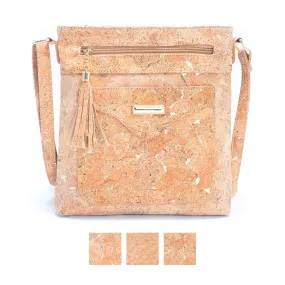 Natural Cork with Gold and Silver Accents - Women's Cork crossbody bag BAG-2249