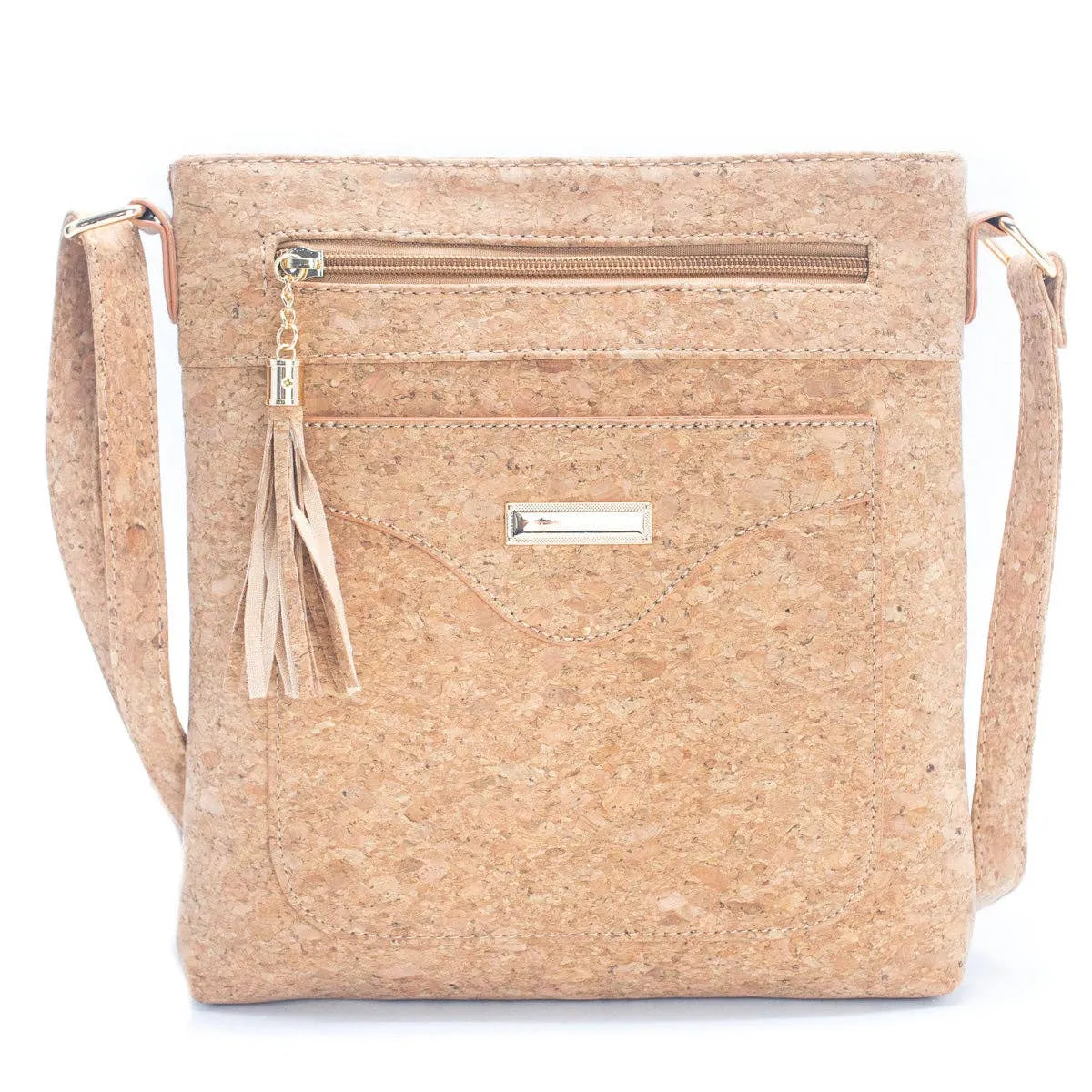 Natural Cork with Gold and Silver Accents - Women's Cork crossbody bag BAG-2249