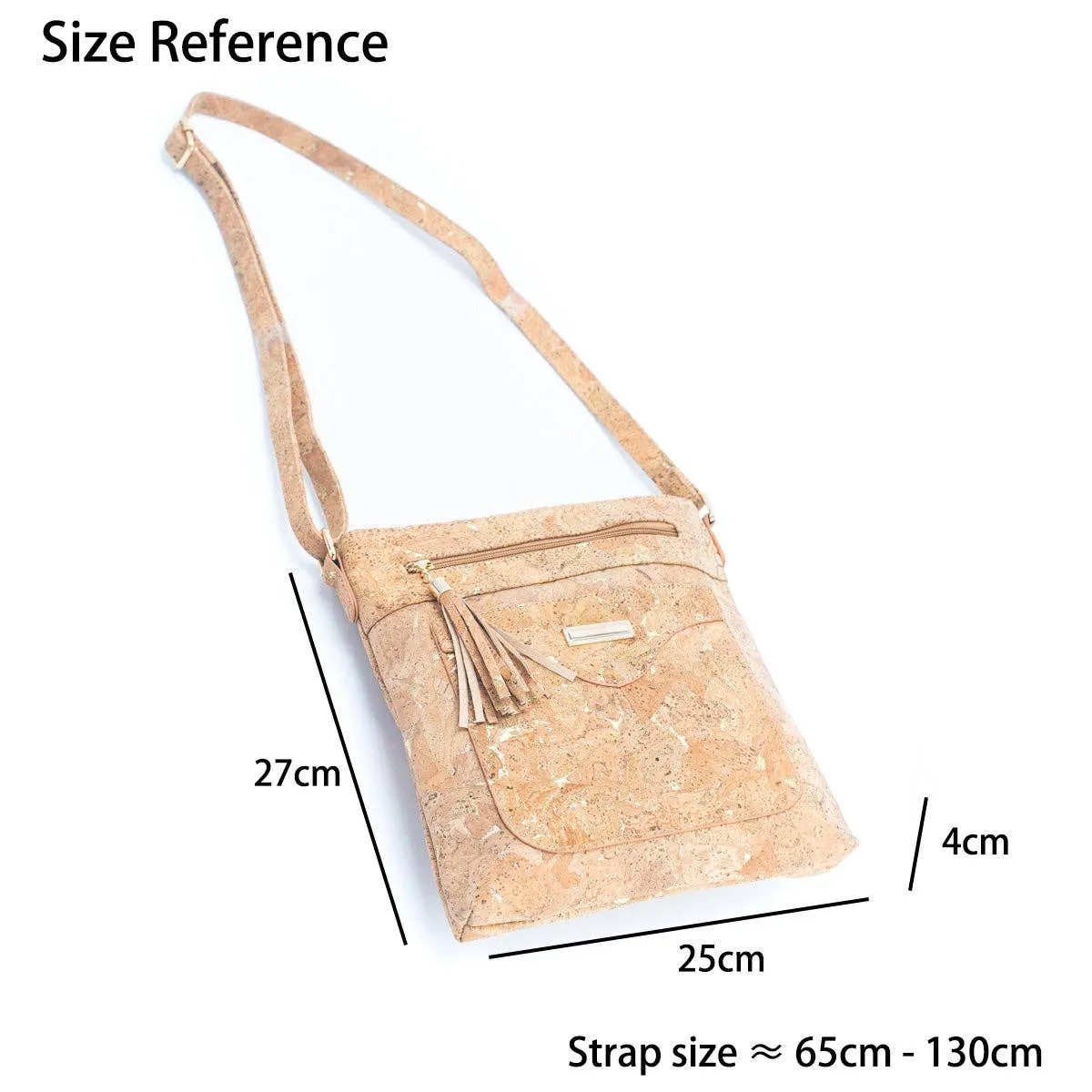 Natural Cork with Gold and Silver Accents - Women's Cork crossbody bag BAG-2249