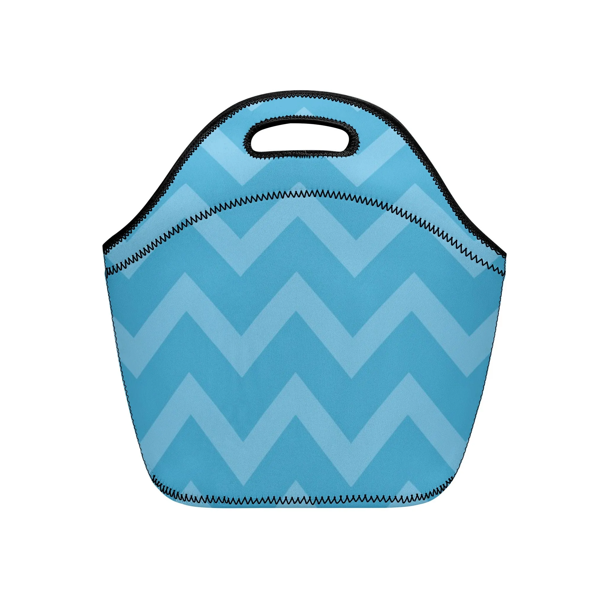 Neoprene lunch bag | Back to School Supplies | Thermal Insulated Lunch Bag | Anime Inspired Blue Zigzag