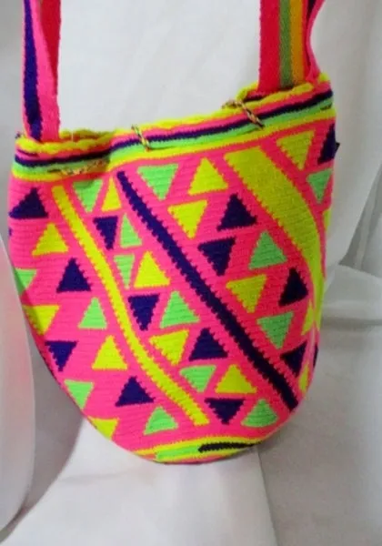 NEW NWT WAYUU TAYA Kilim Serape Blanket Ethnic Tapestry Bag PINK GREEN YELLOW