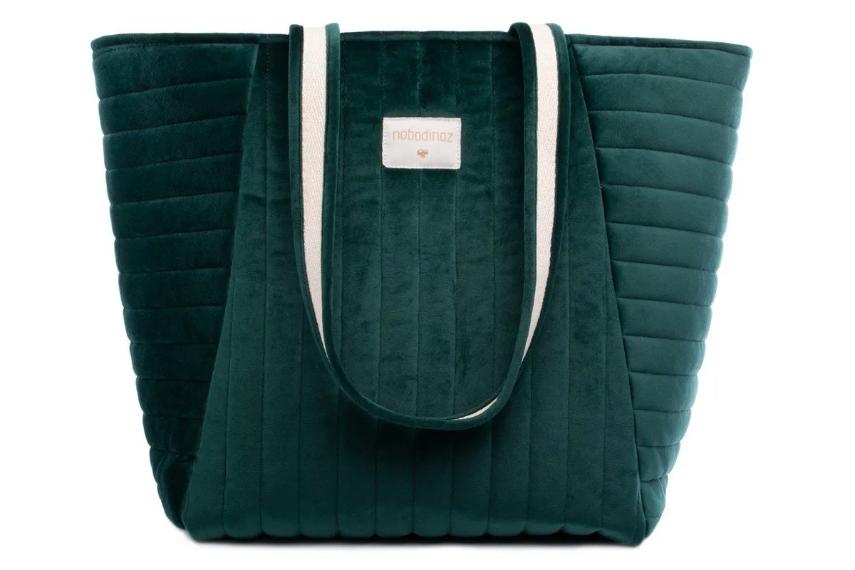 Nobodinoz Savanna Velvet Maternity Bag in Jungle Green