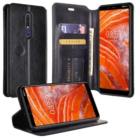 Nokia 3.1 Plus Case, Nokia 3.1 Plus Wallet Case, Pu Leather Wallet Case [Kickstand] with ID & Credit Card Slots for Nokia 3.1 Plus  - Black