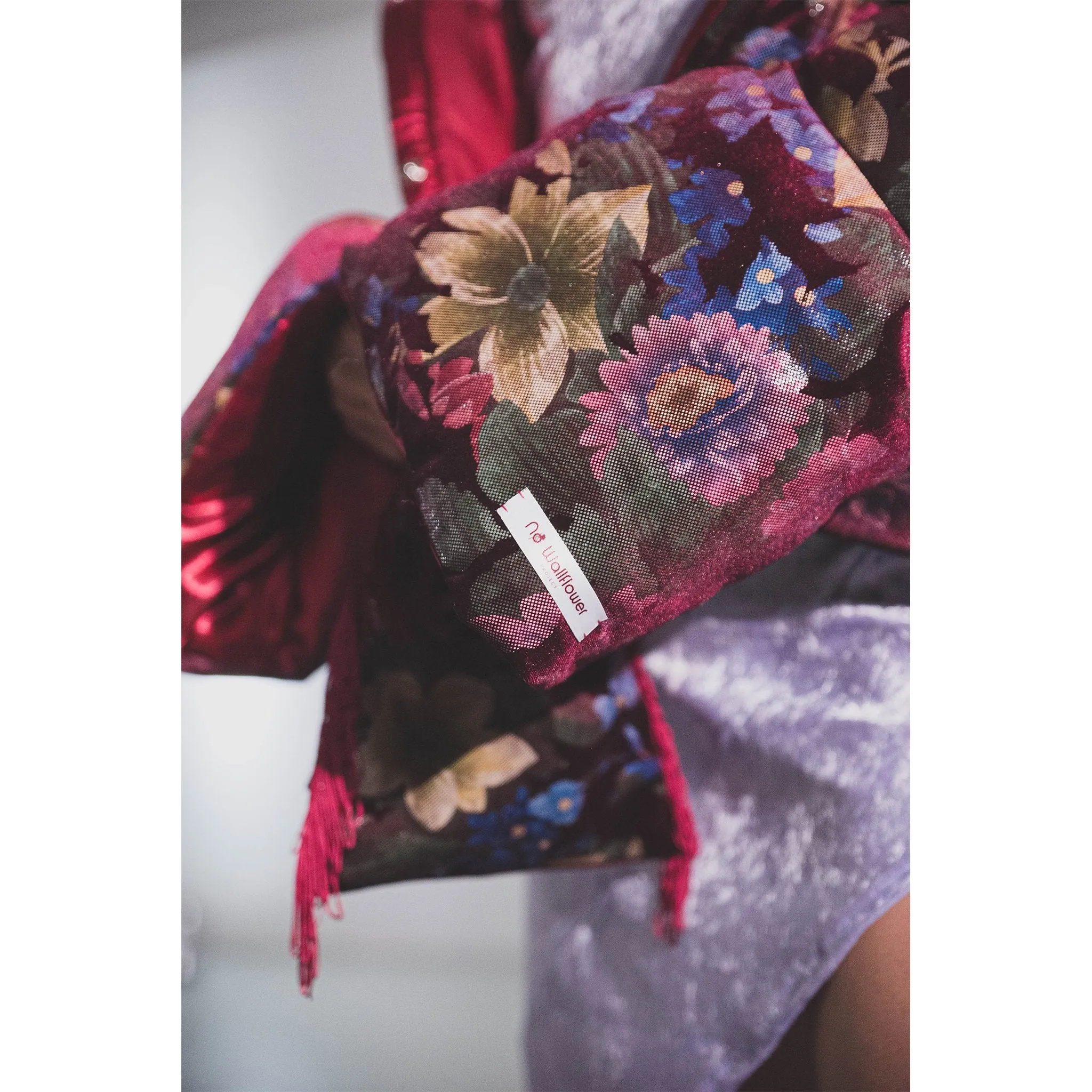 Ophelia Mini Pouch Bag Wine Floral