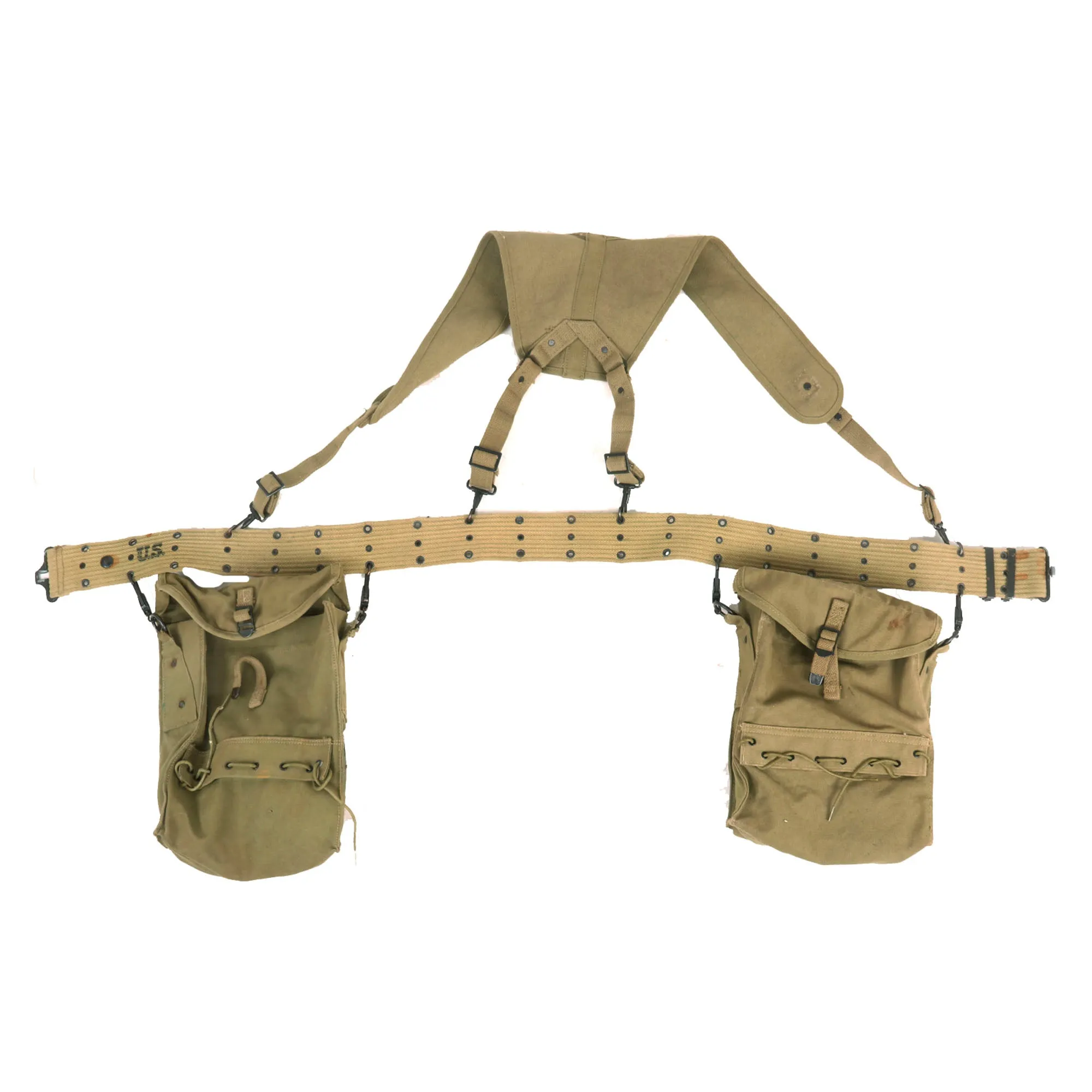 Original U.S. WWII Medic’s Belt Rig with Pouches & Vials - Reproduction Suspenders & Vial Carrier