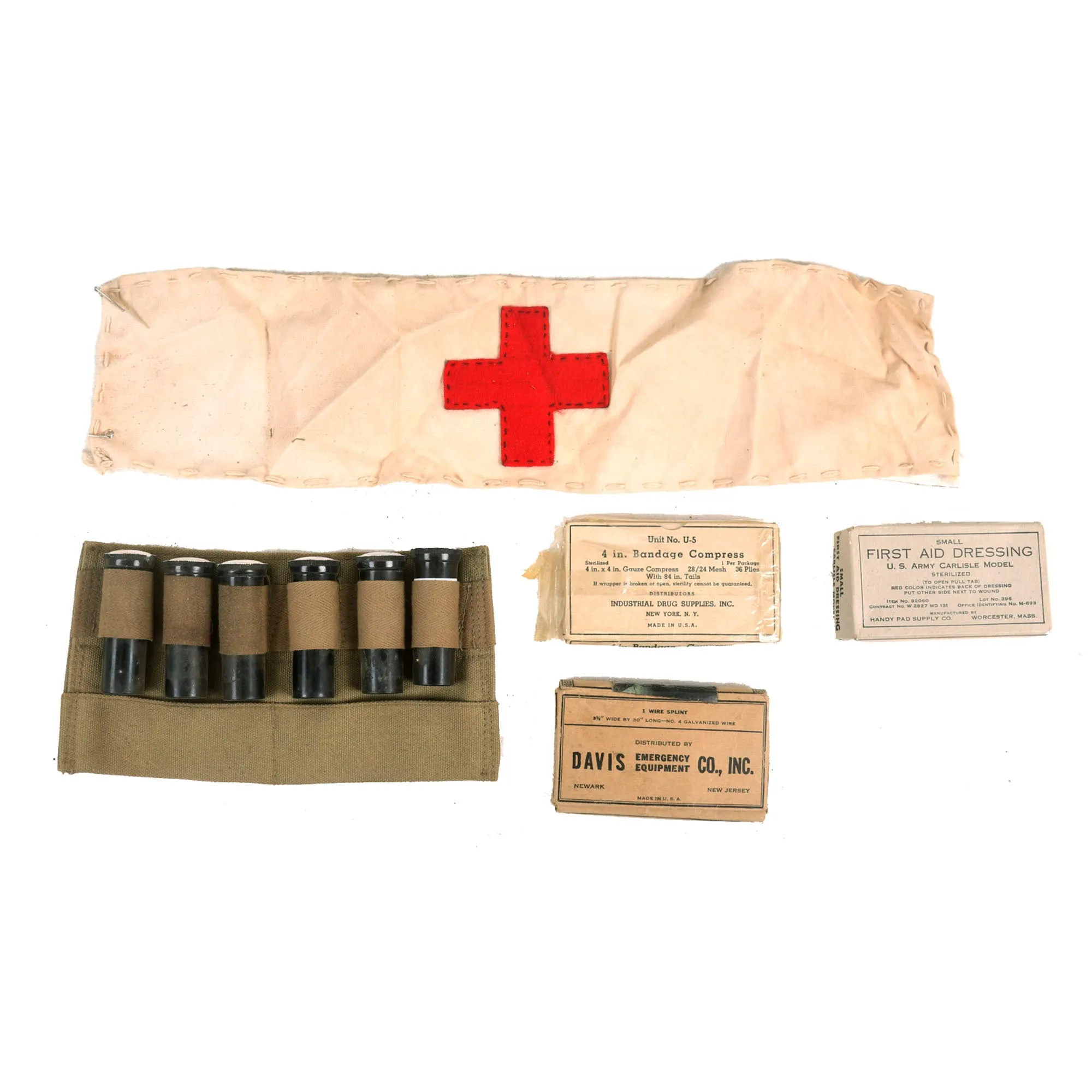 Original U.S. WWII Medic’s Belt Rig with Pouches & Vials - Reproduction Suspenders & Vial Carrier