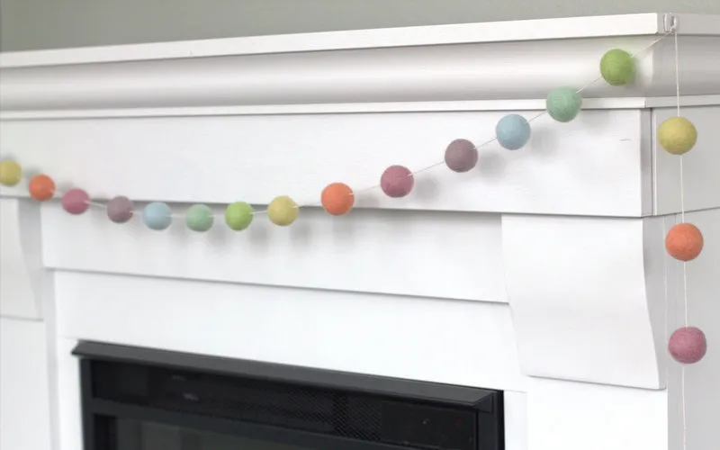 Pastel Rainbow Felt Ball Garland