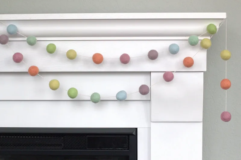 Pastel Rainbow Felt Ball Garland