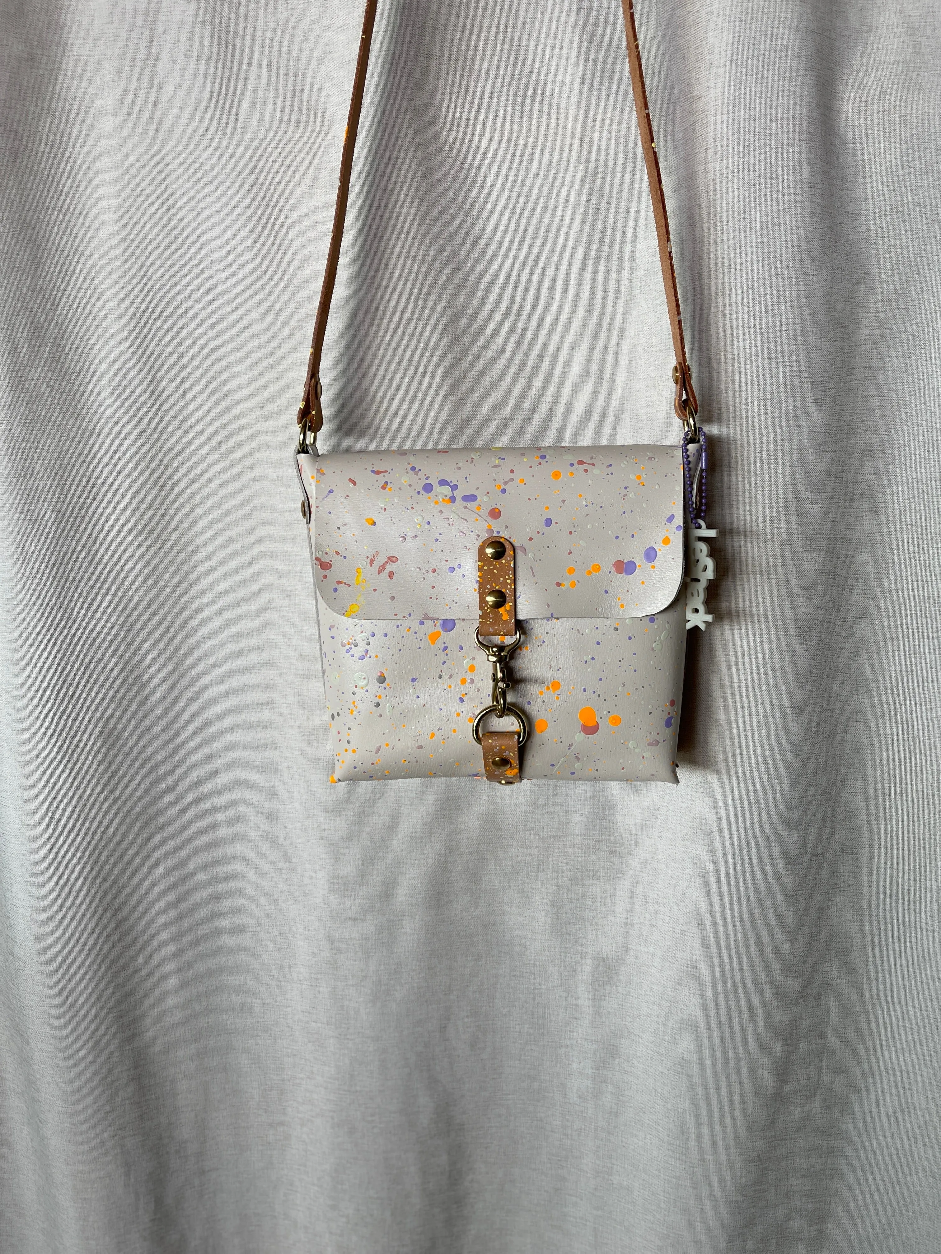 Pastel Splatter Leather Square Flap Shoulder Bag