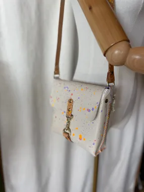 Pastel Splatter Leather Square Flap Shoulder Bag