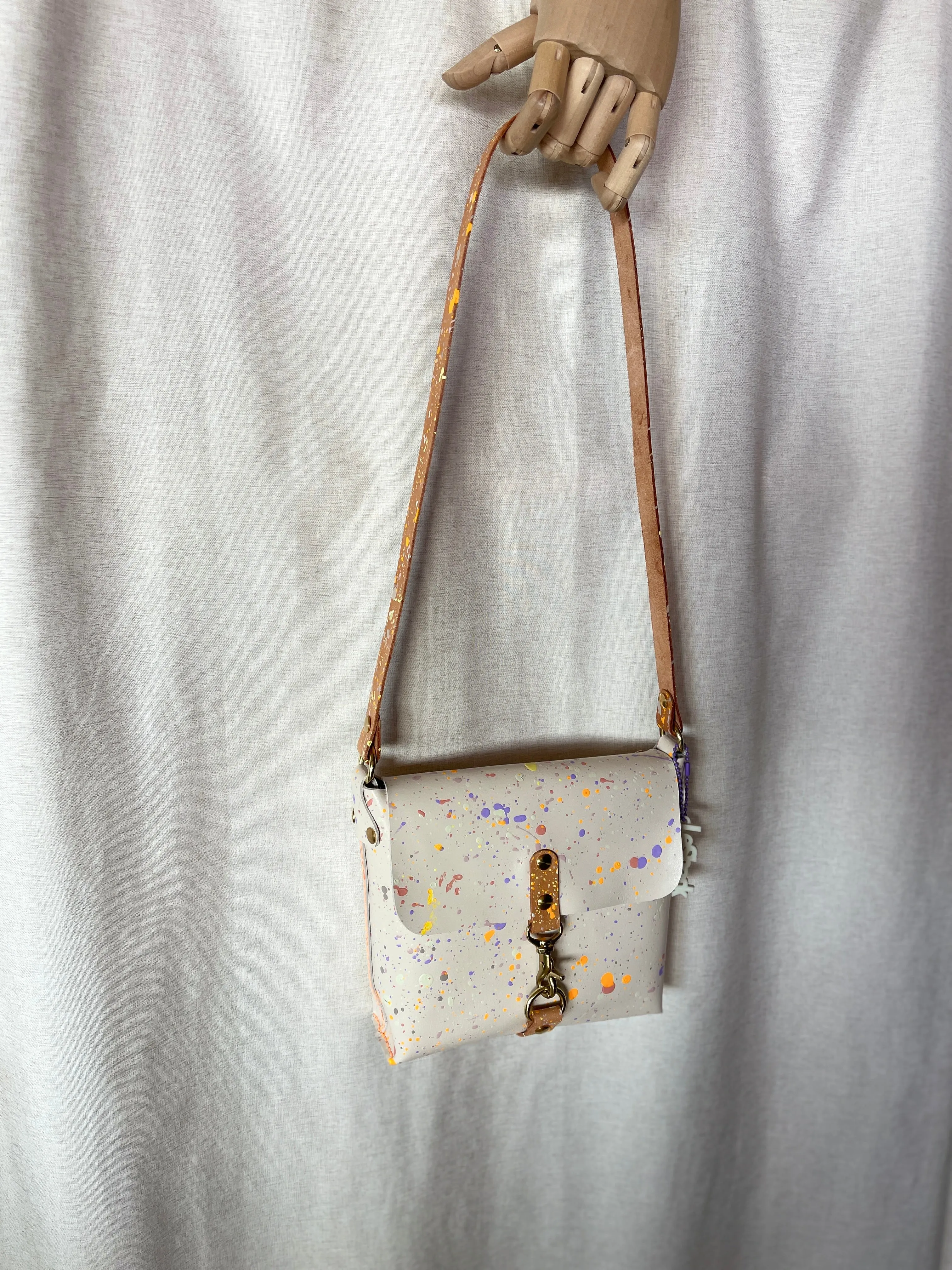 Pastel Splatter Leather Square Flap Shoulder Bag