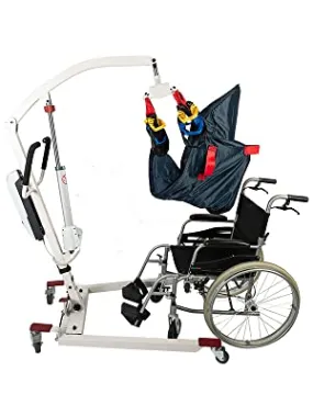 Patient Lift Electric Foldable Hydraulic Body Transfer I Battery-Powered I 400lb Limit with Medium U-Sling I White